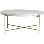 Miliboo - table basse ronde design en terrazzo et m�tal dor� d81 cm mezzo