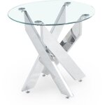 Deco in paris - table basse ronde design en verre pieds argentés connor Deco in paris - table basse ronde design en verre pieds argentés connor