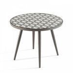 Oviala - table basse ronde de jardin en acier gris plateau en céramique - tivoli Oviala - table basse ronde de jardin en acier gris plateau en céramique - tivoli