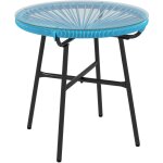 Outsunny - table basse ronde de jardin en rsine aspect rotin mtal et plateau verre tremp  50 x 50h ...