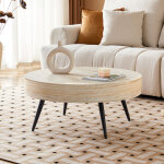 Table basse ronde mdf 70x70x35, 5cm pieds en m�tal noir design minimaliste table canap� meuble salon ...