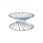 Homy france - table basse ronde nautilus chrom� plateau verre d80 cm