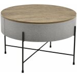 Helloshop26 - table basse ronde avec plateau amovible panneaux de particules textile m�tal 40 x 60 cm ...
