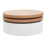 Miliboo - table basse ronde avec plateaux pivotants et rangement blanc et bois clair chne d80 cm icon ...