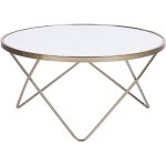 Beliani - table basse ronde avec plateau en verre blanc et structure en métal doré pour salon moderne ... Beliani - table basse ronde avec plateau en verre blanc et structure en métal doré pour salon moderne ...