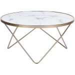 Beliani - table basse ronde avec plateau en verre imitation marbre blanc et structure en métal doré pour ... Beliani - table basse ronde avec plateau en verre imitation marbre blanc et structure en métal doré pour ...