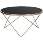 Beliani - table basse ronde avec plateau en verre noir et structure en mtal dor pour salon moderne ...