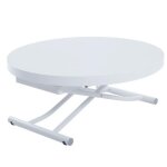 Inside75 - table basse ronde relevable et extensible saturna laqué blanc brillant Inside75 - table basse ronde relevable et extensible saturna laqué blanc brillant