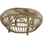 Table basse ronde en rotin naturel chillvert parma 73x73x39 cm avec motif g�om�trique