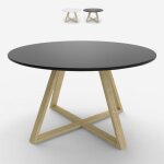 Table basse ronde de salon et salle � manger au style scandinave 80cm krize - noir