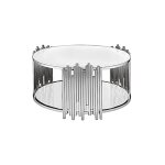 Homy france - table basse ronde stick chrome verre blanc d90 h45 cm