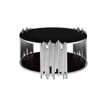 Homy france - table basse ronde stick chrome verre noir d90 h45 cm