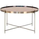 Table basse ronde en verre et acier laiton venezia �70cm - dor�