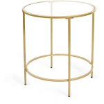 Deco in paris - table basse ronde en verre et m�tal olive