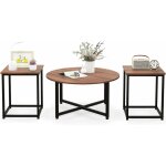 Costway - table basse salon 3 pcs, table basse ronde avec 2 tables d'appoint carrées, cadre en métal, ... Costway - table basse salon 3 pcs, table basse ronde avec 2 tables d'appoint carrées, cadre en métal, ...