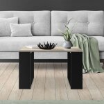 Table basse de salon 65x65x40 cm, aspect ch�ne / noir, pieds tra�neau, salon carr�e, robuste, basse d'appoint ...