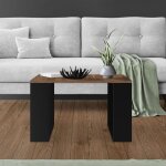 Table basse carrée de salon, 65x65x40 cm, noir, plateau aspect noyer, pieds traîneau, d'appoint pour ... Table basse carrée de salon, 65x65x40 cm, noir, plateau aspect noyer, pieds traîneau, d'appoint pour ...