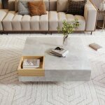 Redom - table basse, table de salon, table d'appoint avec coffre de rangement amovible, coloris gris ...