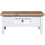 Bonnevie - table basse de salon, table caf�, pin mexicain gamme corona blanc 100x60x45 cm oib5993e - ...