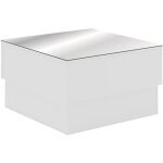 Pegane - table basse salon carre en bois / verre coloris blanc - longueur 60 x profondeur 60 x hauteur ...