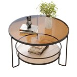Sinbinta - table basse bouts de canap� tables basses rondes modernes en verre tremp�, table � th� � 2 ...