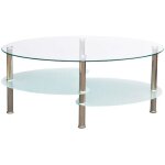 Helloshop26 - table basse de salon salle à manger design blanche verre ovale 90 x 45 cm Helloshop26 - table basse de salon salle à manger design blanche verre ovale 90 x 45 cm