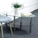 Table basse de salon salle a manger design noir verre 905043cm