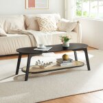 [en. casa] - table basse de salon taivalkoski bambou 120 x 43 x 40 cm noir effet rotin