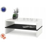 Dusine ? table basse fixe 100 cm ? plateau laqu� blanc ? tablette noir mat pour rangement ? dimensions ...