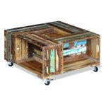 Table basse sur roulettes bois de rcupration massif elano