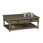 Beaux meubles pas chers - table basse taupe 2 tiroirs va - et - vient - marron