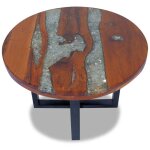 Doc&et� - the living store table basse teck r�sine 60 cm - table basse - meuble de salon - table ronde ...