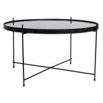 M&s - table basse ronde 70x40 cm en verre et acier noir
