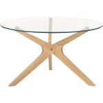 Beliani - table basse en verre de s�curit� et bois d'h�v�a laqu� clair scandinave valley