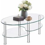 Costway - table basse en verre transparente avec 3 etagres en verre tremp, table basse salon ovale ...