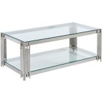 Pascal morabito - table basse en verre tremp et acier inoxydable - chrom - nomelano de