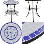 Table de bistro bleu et blanc 60 cm mosa�que - table de jardin - table bistrot - table mosa�que - table ...