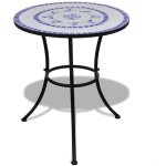 Maison chic - table de bistro table de jardin table de bar bleu et blanc 60 cm mosa�que 43626