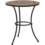 Table de bistro mosa�que orange / gris 60 cm c�ramique