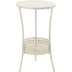 Vidaxl ? table de bistro ronde en m�tal blanc 40x70 cm ? style vintage avec panier de rangement ? facile ...