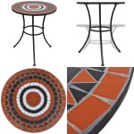 Table de bistro terre cuite et blanc 60 cm mosa�que - table de jardin - table d'appoint - table en c�ramique ...