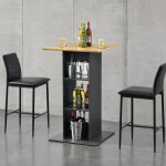 [en. casa] - table de bar visby 3 tagres 70 x 70 x 110 cm gris fonc effet bois