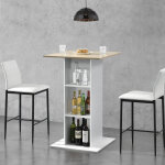 [en. casa] - table de bar visby 3 tagres 70 x 70 x 110 cm blanc effet chne