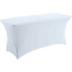 Table buffet pliante pour réception 180cm avec nappe housse blanche Table buffet pliante pour réception 180cm avec nappe housse blanche