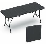Vounot - table de camping pique nique pliable 180x75x72cm - hdpe - 8 places - noir