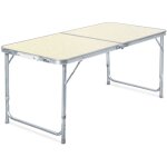 Table de camping pliante, 1200 x 600 x 700 mm, table portable blanche en mdf / alu, réglable en hauteur ... Table de camping pliante, 1200 x 600 x 700 mm, table portable blanche en mdf / alu, réglable en hauteur ...