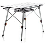 Table de camping pliante, 900 x 530 x 650 mm, table portable grise en alu, rglable en hauteur 45 - 65 ...