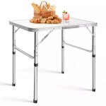 Table de camping table pliante caravane table de jardin r�glable en hauteur meubles 75 x 55 x 33 / 70cm ...