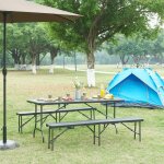 Table de camping pliante mark 180 x 75 x 72 cm effet rotin noir [en. casa]