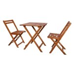 Table carr�e et 2 chaises de jardin acacia clair polina
